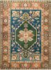pae-329 dark green/cocoa brown green wool hand knotted Rug