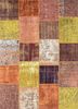 pae-3374 orange mandarin/natural brown red and orange wool patchwork Rug