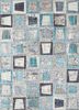 pae-3444 soft gray/ocean blue grey and black wool patchwork Rug