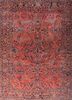 pae-4028 desert rose/deep navy red and orange wool hand knotted Rug