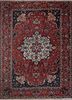 pae-4141 russet/medium navy red and orange wool hand knotted Rug