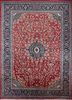 pae-4170 red oxide/deep navy red and orange wool hand knotted Rug