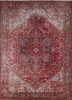 pae-4205 red orange/continental plum red and orange wool hand knotted Rug