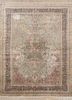 pae-4447 gray brown/white beige and brown silk hand knotted Rug