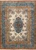 pae-4487 gold/dark denim gold wool and silk hand knotted Rug
