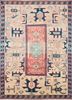 pae-902 medium rose/aegean blue beige and brown wool hand knotted Rug
