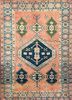 pae-913 amber glow/ensign blue red and orange wool hand knotted Rug