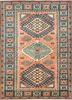 pae-920 red ochre/indigo blue red and orange wool hand knotted Rug