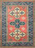 pae-956 red/indigo blue red and orange wool hand knotted Rug