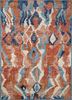 pkwl-8020 soft coral/aegean blue red and orange wool hand knotted Rug