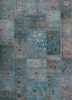 lacuna blue wool and silk patchwork Rug - HeadShot
