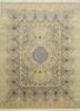 qm-401 crystal gray/off white beige and brown wool and silk hand knotted Rug