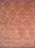 qm-903 butter/dusty lavender red and orange wool and silk hand knotted Rug