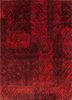 qm-951 fiery red/plum red and orange wool and silk hand knotted Rug