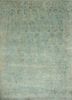 QM-953 Ivory/Dusty Turquoise ivory wool and silk hand knotted Rug