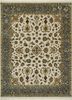 QNQ-02 Medium Ivory/Smoke Blue ivory wool and silk hand knotted Rug
