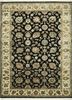 qnq-03 ebony/light gold grey and black wool and silk hand knotted Rug