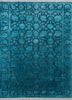 qnq-03 teal blue/teal blue blue wool and silk hand knotted Rug