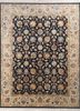 qnq-03 marine blue/light tan blue wool and silk hand knotted Rug