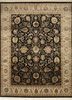 QNQ-10 Ebony/Medium Ivory grey and black wool and silk hand knotted Rug