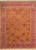 qnq-10 sunset/fuchsia rose red and orange wool and silk hand knotted Rug