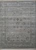 qnq-10 crystal gray/china blue grey and black wool and silk hand knotted Rug