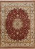 qnq-50 medium red/medium ivory red and orange wool and silk hand knotted Rug