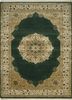 QNQ-55 Dark Green/Medium Ivory green wool and silk hand knotted Rug