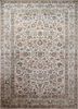 satk-111 winter white/deep turquoise ivory silk hand knotted Rug