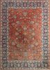 satk-53 red orange/midnight navy red and orange wool hand knotted Rug