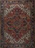 antique red and orange wool hand knotted Rug - HeadShot