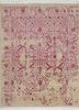 skrt-817 creamy white/fuchsia bright pink and purple wool and silk hand knotted Rug