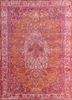SKRT-905 Sunset/Antique White red and orange wool and silk hand knotted Rug