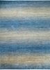 skwl-201 inky sea/honey yellow blue wool hand knotted Rug