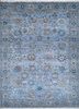 skwl-261 blue daisy/red ochre blue wool hand knotted Rug