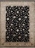 skws-111 ebony/tan grey and black wool and silk hand knotted Rug