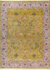 slr-28 chartreuse/pink crush gold wool and silk hand knotted Rug