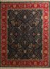 spr-28 ebony/ribbon red  wool hand knotted Rug