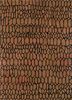 TRA-13376 Leather Brown/Ebony red and orange wool hand tufted Rug