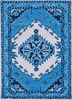 TRA-13445 Antique White/Ocean Blue ivory wool hand tufted Rug