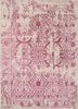 tx-503 dark ivory/fuchsia pink and purple wool and silk hand knotted Rug