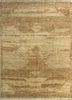 upr-1075 leather brown/light peach gold wool hand knotted Rug