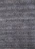 floret grey and black wool and bamboo silk hand knotted Rug - HeadShot