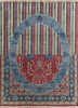 AKWL-1154 Vintage Claret/Medieval Blue red and orange wool hand knotted Rug