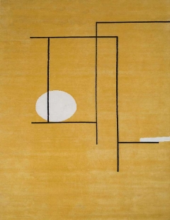 Geometry patterned rug and carpet in shades of gray and beige, featuring bold and unique shapes, suitable for modern home decor.