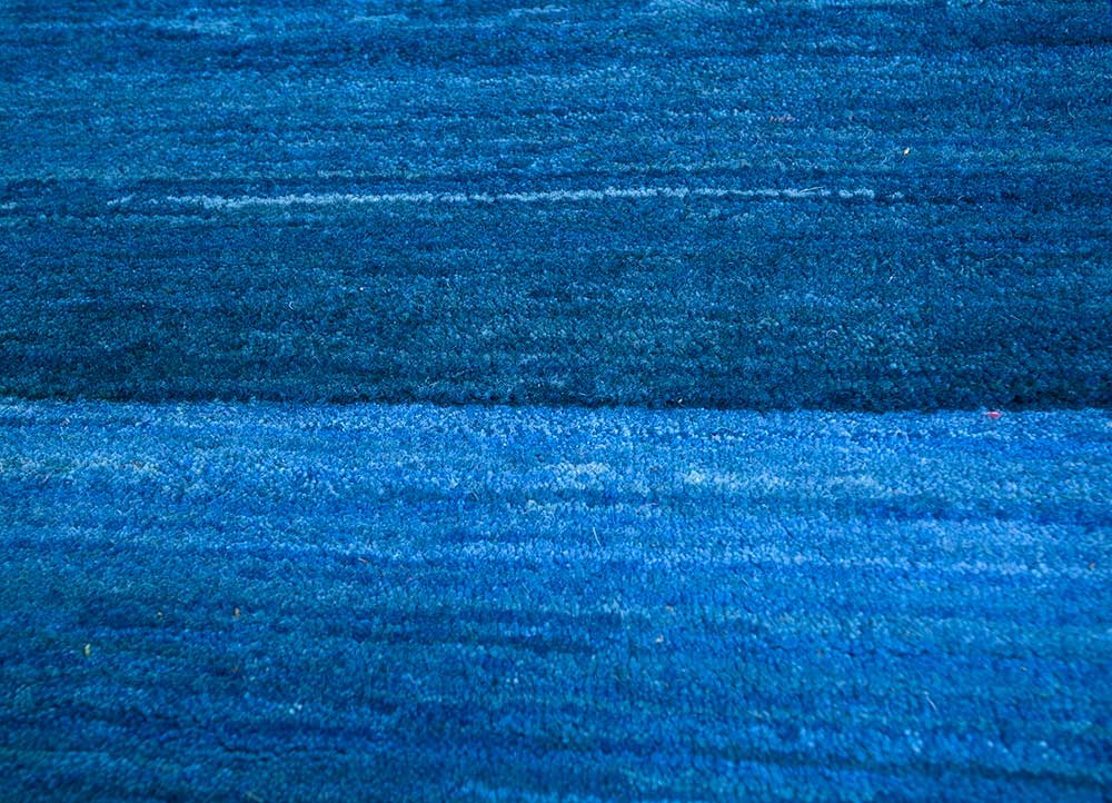brahmaand blue wool hand knotted Rug - CloseUp