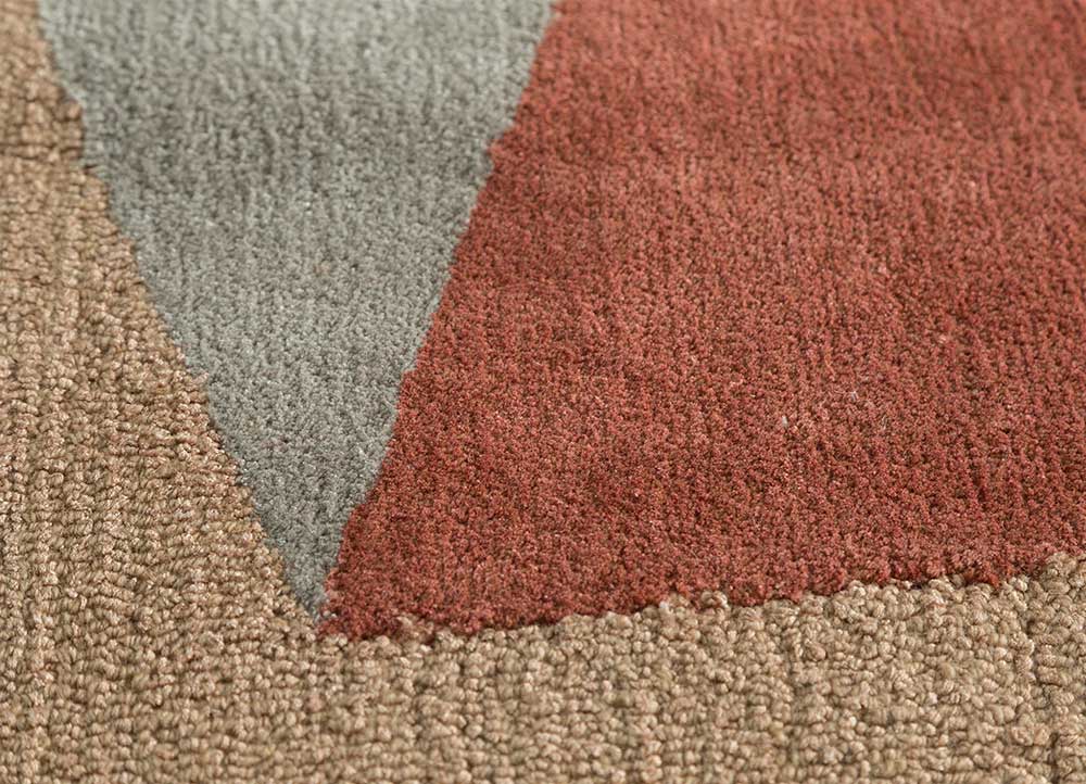 come around red and orange wool and viscose hand tufted Rug - CloseUp