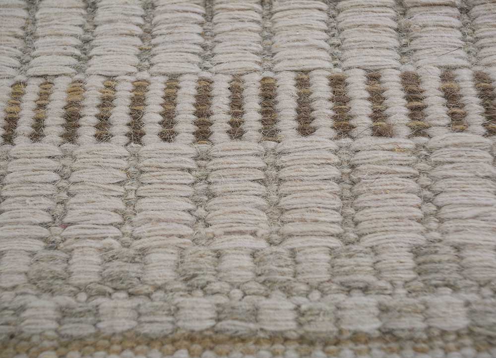 aqua ivory wool flat weaves Rug - CloseUp