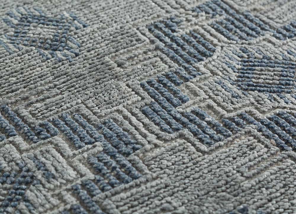 revolution grey and black wool and bamboo silk hand knotted Rug - CloseUp