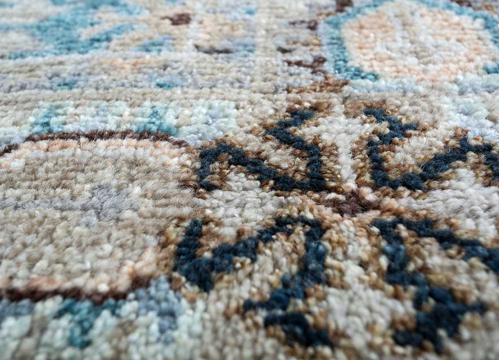 laica beige and brown wool hand knotted Rug - CloseUp